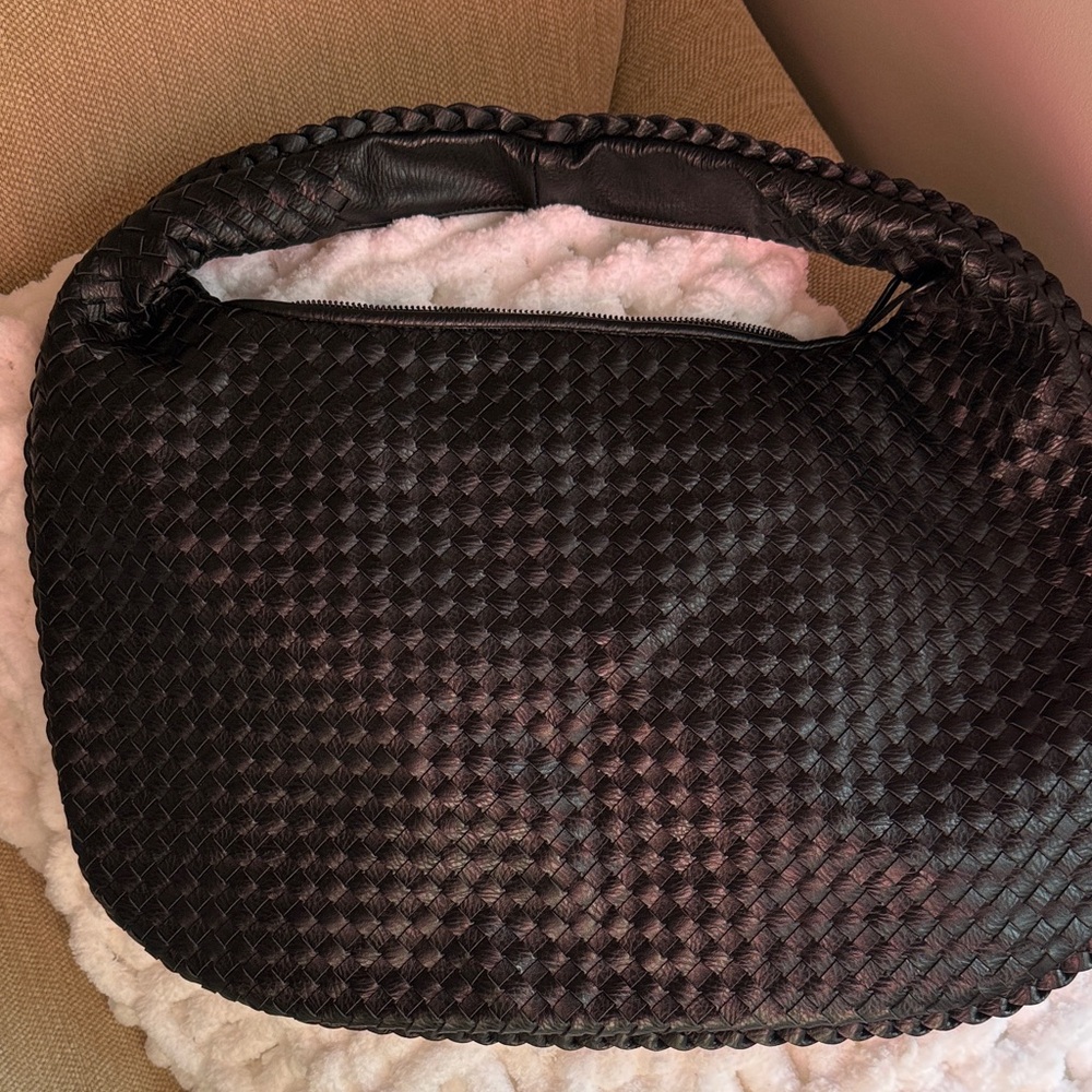 Beautiful, Large Woven Black Leather Hobo Bag